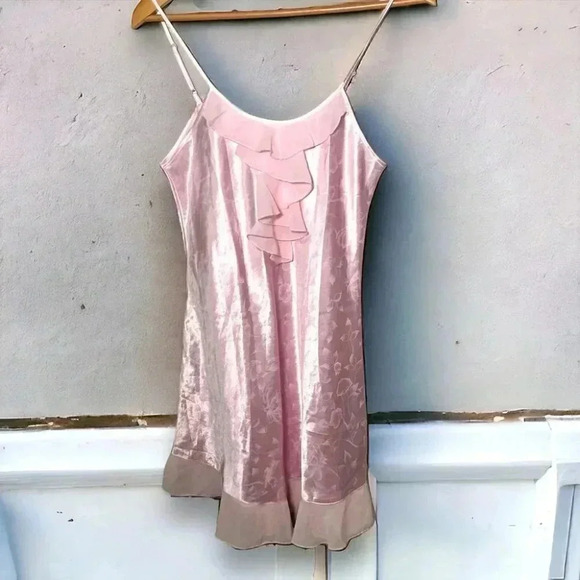 Vintage ballet pink frilly slip dress Cottagecore S - Picture 1 of 5